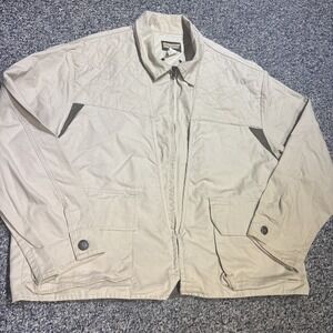 Vintage Saf T Back Khaki Canvas Hunting Jacket Size XL Safety Back ZipUp Quilted